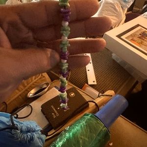 Woman’s stone bead necklace stretchy inner threading